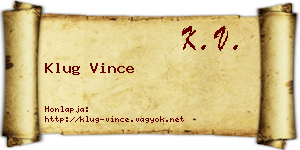 Klug Vince névjegykártya