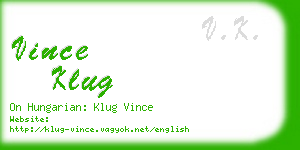 vince klug business card